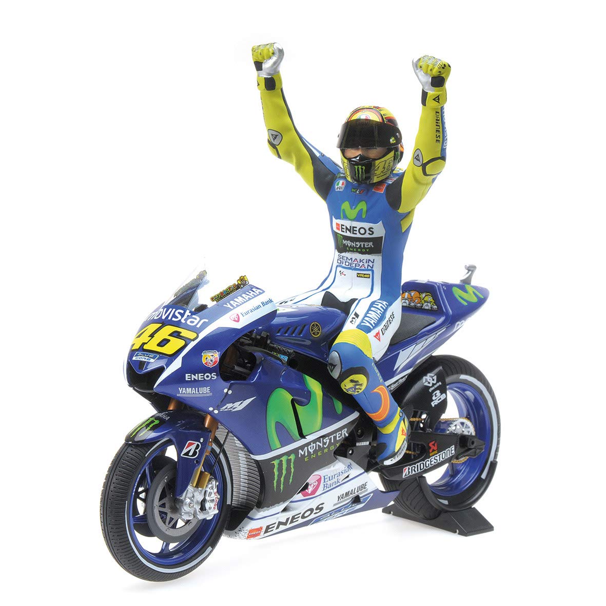 

Minichamps Yamaha Movistar Yamaha 2015 MotoGP British GP Silverstone Фигурка Росси в комплекте 1/12 YTZ-M1 #46 В.
