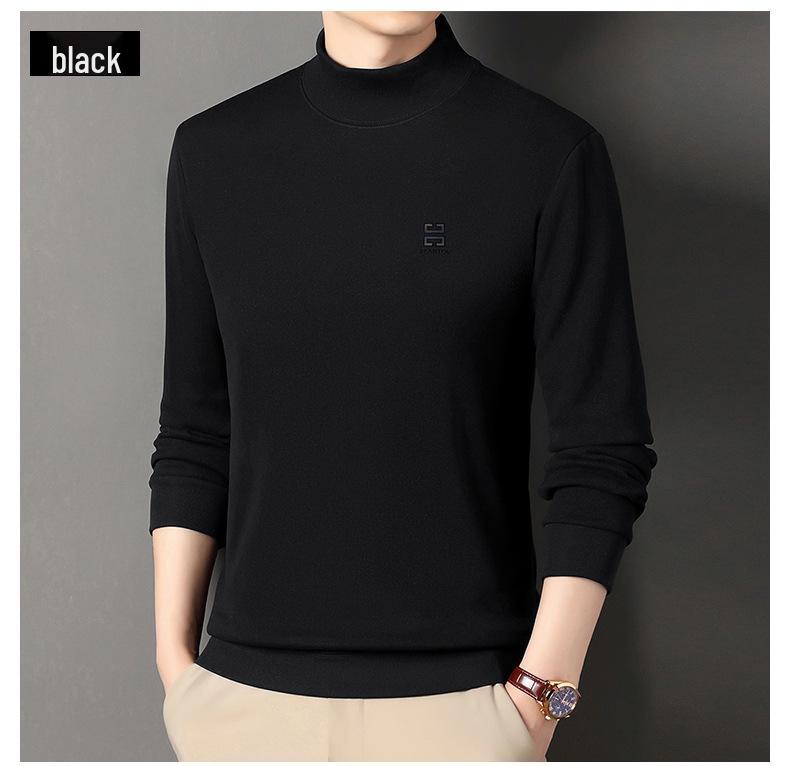 Men's Winter Fleece-Lined Casual High Collar Sweatshirt - Dad's Warm Base Layer Top