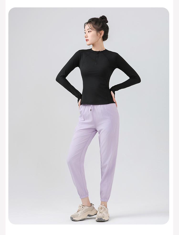 Damen Schnelltrocknendes Slim Fit Outdoor-Sportoberteil – Langarm Yoga & Lauf-Reißverschlusshemd