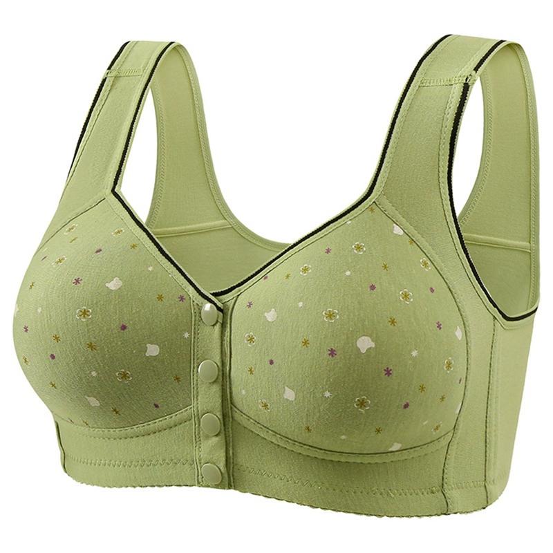 Women Large Size Adjustable Strap Front Buckle Bra Printed Bra