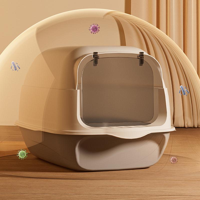 Large Pp Cat Litter Box Fully Enclosed Odor Control Cat Toilet Easy-To-Clean Litter Pan Anti-Tracking Pet Supplies