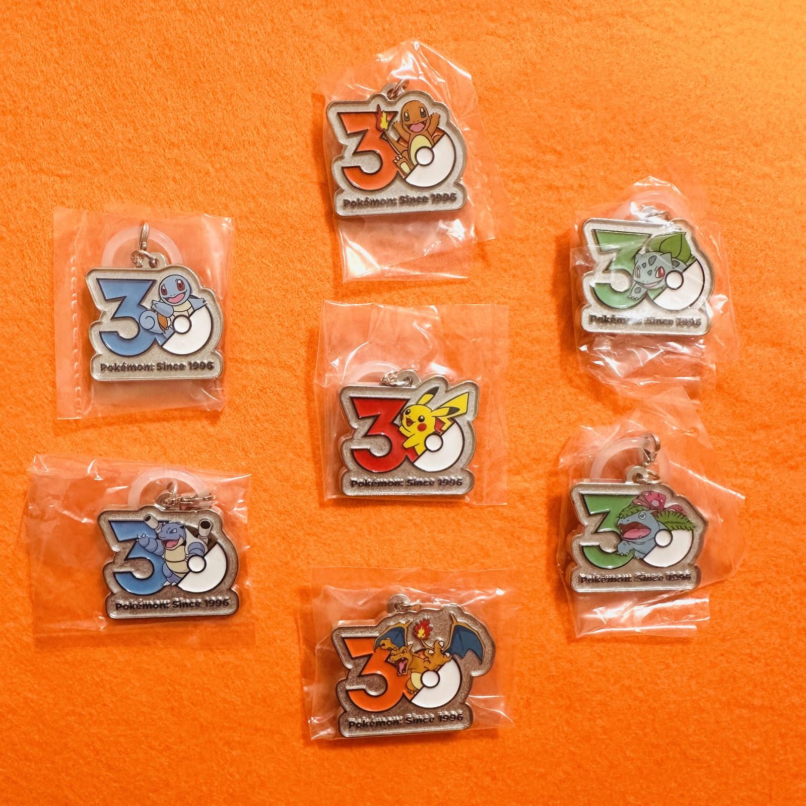 Pokemon 30th Anniversary Metal Charm Mascot Complete Set 7 Keychains JP