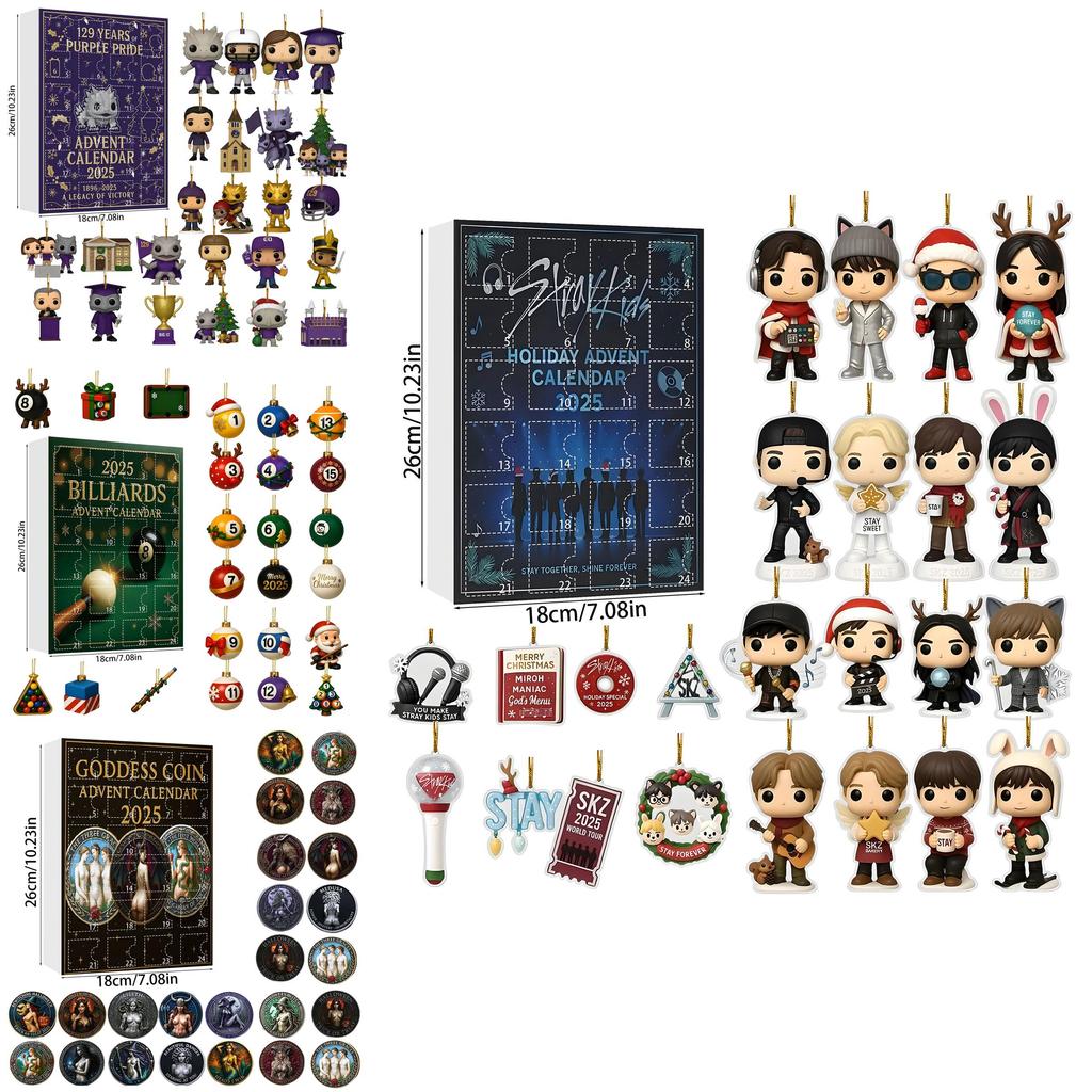 Stray Kids Weihnachts-Adventskalender mit 24 Acryl-Dekorationen zum Verschenken in der Weihnachtszeit