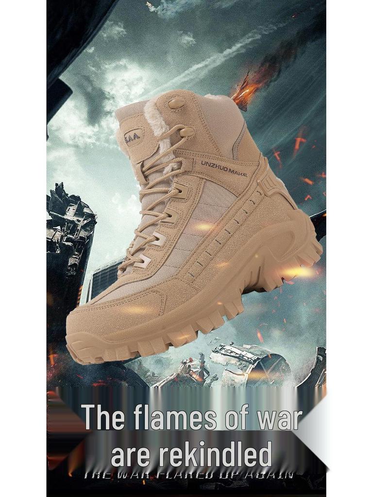 2026 Men's High-Top Outdoor Plus Velvet Warm Mountaineering Hiking Shoes