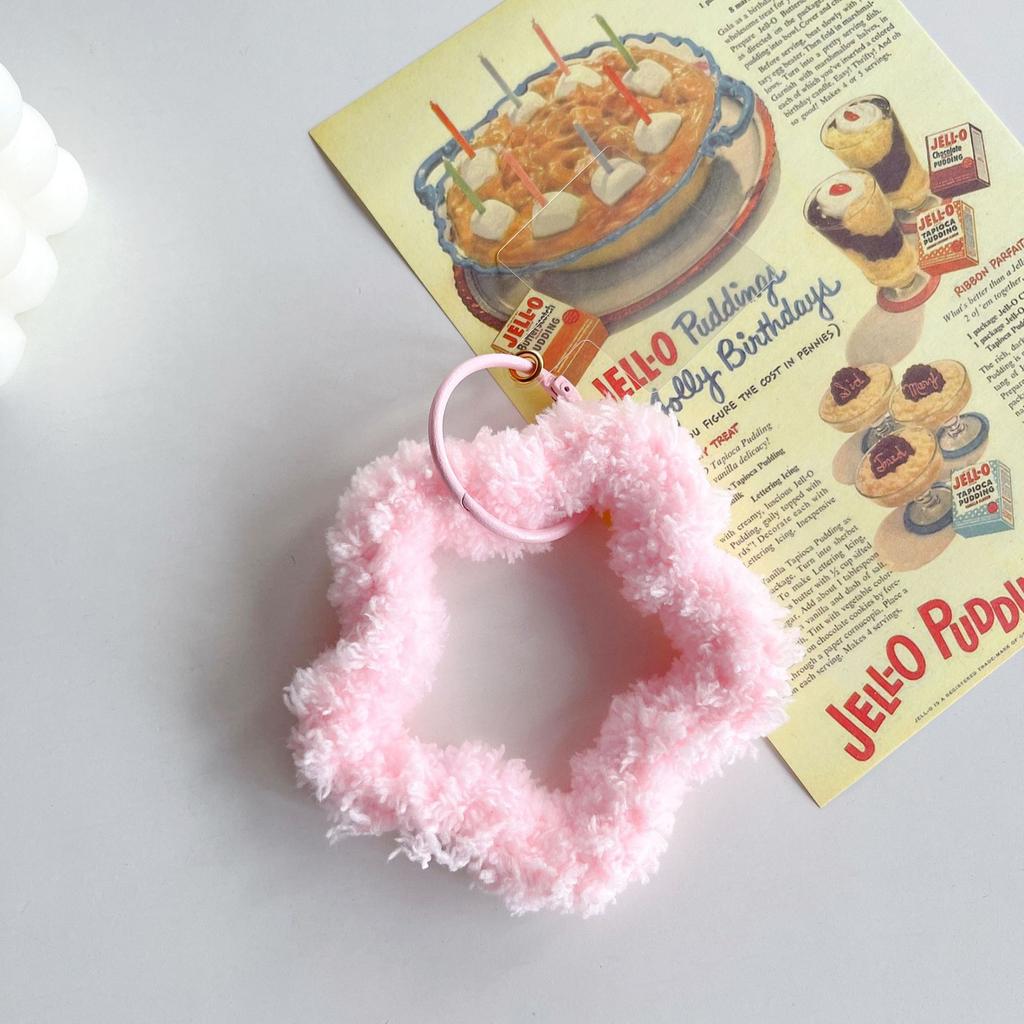 Japanese and Korean Plush Star Bracelet Wrist Strap Phone Case Keychain Autumn Winter Versatile with Spacer Hanging Buckle New Sweet Style