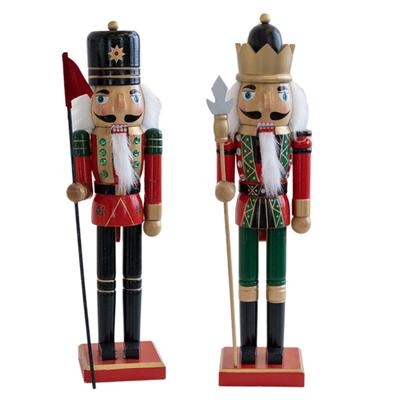 Classical Wood Nutcrackers King Soldier 38cm Figure Holiday Decorative Figurine for Mantle Table Centerpieces Decors