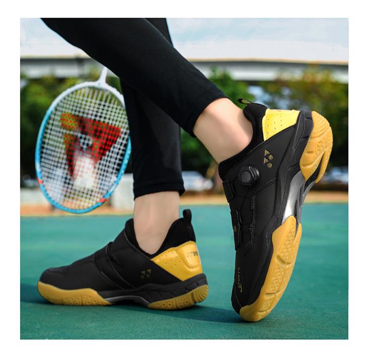 Men's Breathable Rotary Buckle Sports Shoes - Lightweight Casual Badminton and Tennis Trainers