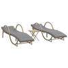 VidaXL Sun Loungers Set of 2 with Table Beige Wicker, Sunbed, Outdoor Lounge Chair, Daybed 368267