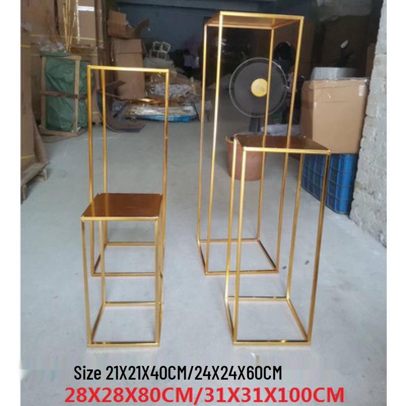 Geometric Square Frame Flower Stand for Weddings - Wrought Iron Artificial Flower Decor