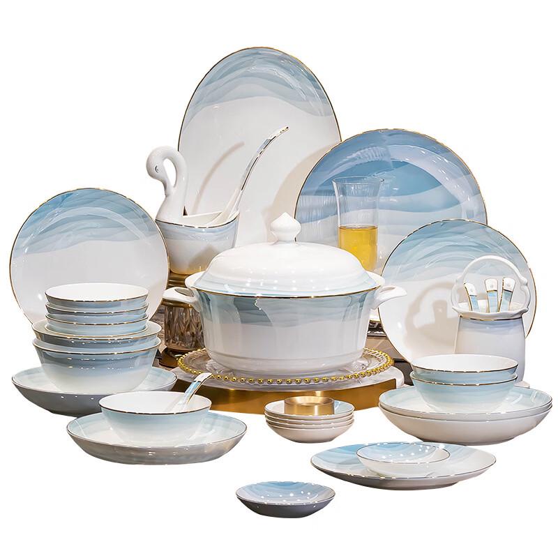 Hàndùn Jingdezhen Ink Landscape Bone China Dinnerware Set