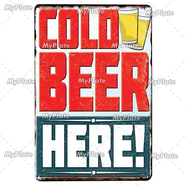 KALTEN BIER Metall Zeichen Vintage Plaque Alkohol Zinn Zeichen Platte Wand-dekor Für Bar Club Mann Cave Kunst Malerei  geschenk
