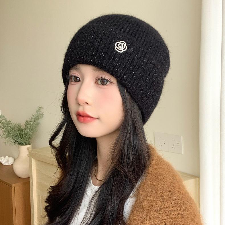 Solid Color Knitted Hat Autumn and Winter Hat Women's Ear Protector Warm Cold Hat Knitted Wool Hat