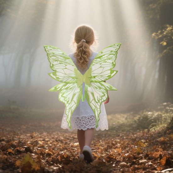 Fairy Wings for Adults And Girls Butterfly Fairy Costume Set with Floral Garland Wand Elf Ears Gradient Organza Butterfly Wings