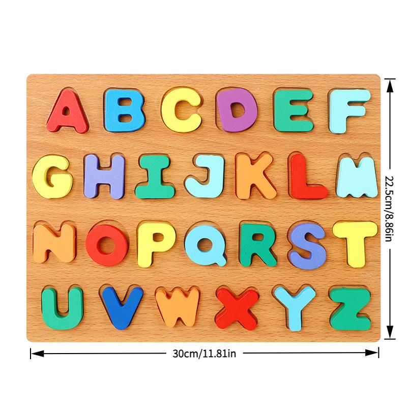 Colorful Alphabet Number Wooden Puzzles Kids Intelligent Matching Game Preschool Children Early Educational Toys