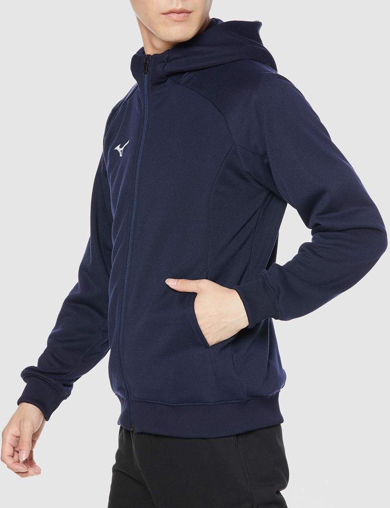 Mizuno Training Wear Long Size 32MC0177 Sweatshirt, Full-Zip Hoodie, Sleeve, Standard, Navy, L,