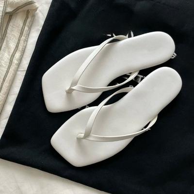 Quadratische Zehenklappe Zehensteg Flip-Flops Sommer Neu Weiche Sohle Anti-Rutsch Verschleißfest Flach Strand Schuhe