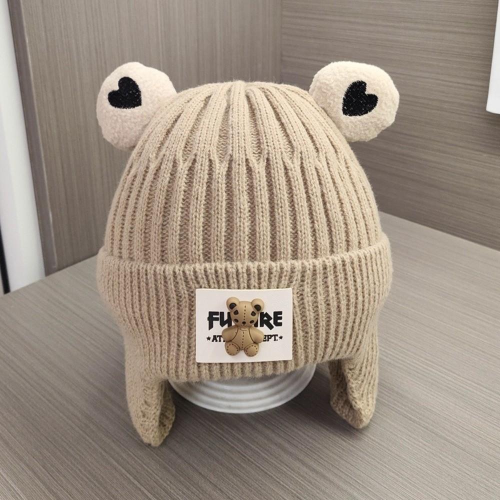 Windproof Pullover Cap Cute Bear Beanie Hat New Knitted Hat Outdoor Sports