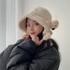 Cute Plush Bear Doll Fisherman Hat Women Autumn and Winter Korean Version Warm Lamb Fur Pot Hat Japanese Bucket Hat