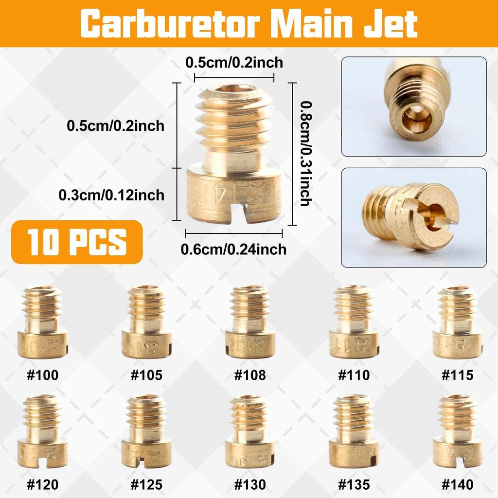 LEONTOOL Aftermarket Carburetor Jet Kit with 30 Carburetor Nozzles Main Jets with 10 Slow