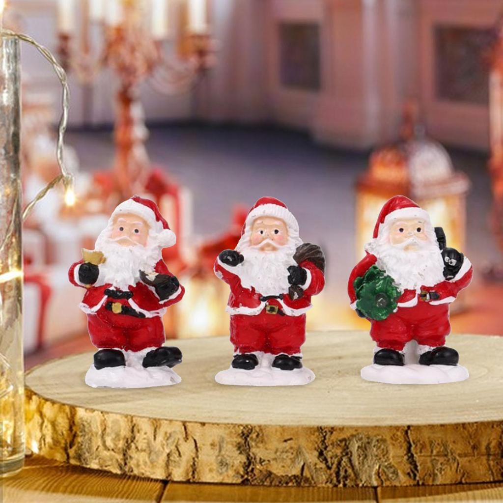 3 Pieces Christmas Miniature Figurine with Gift Bag Xmas Sculpture Christmas Decoration for Indoor Outdoor Bedroom Farmhouse