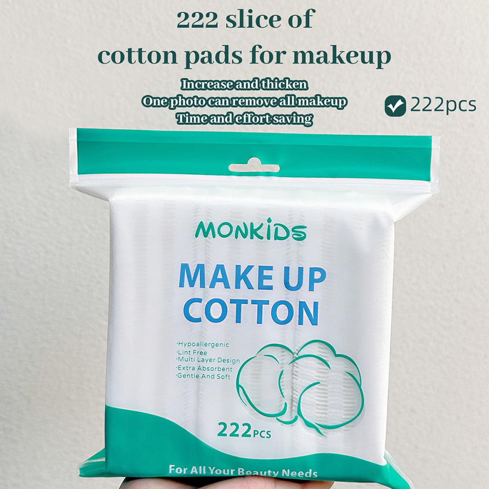 Thick Three-Layer Makeup Cotton Pads 222 Pieces Double-Sided Double-Effect Removable Cosmetic Cotton Wool for Beauty Health