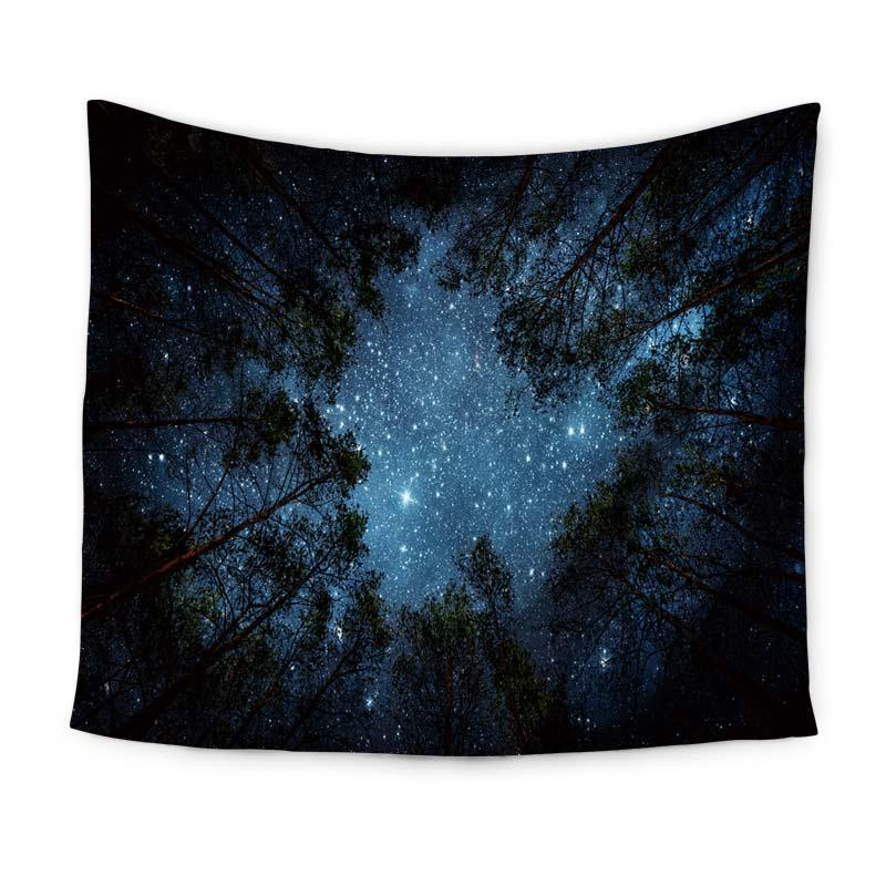 1Pc, Beautiful Night Sky Wall Tapestry Home Decorations Wall Hanging Forest Starry Night Tapestries For Living Room Bedroom
