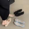 Summer Mesh Shoes Women's Breathable Shoes Korean Version Temperament Fairy Style Hollow Single Shoes Women's Flat Bottom One Pedal Mary Jane Shoes