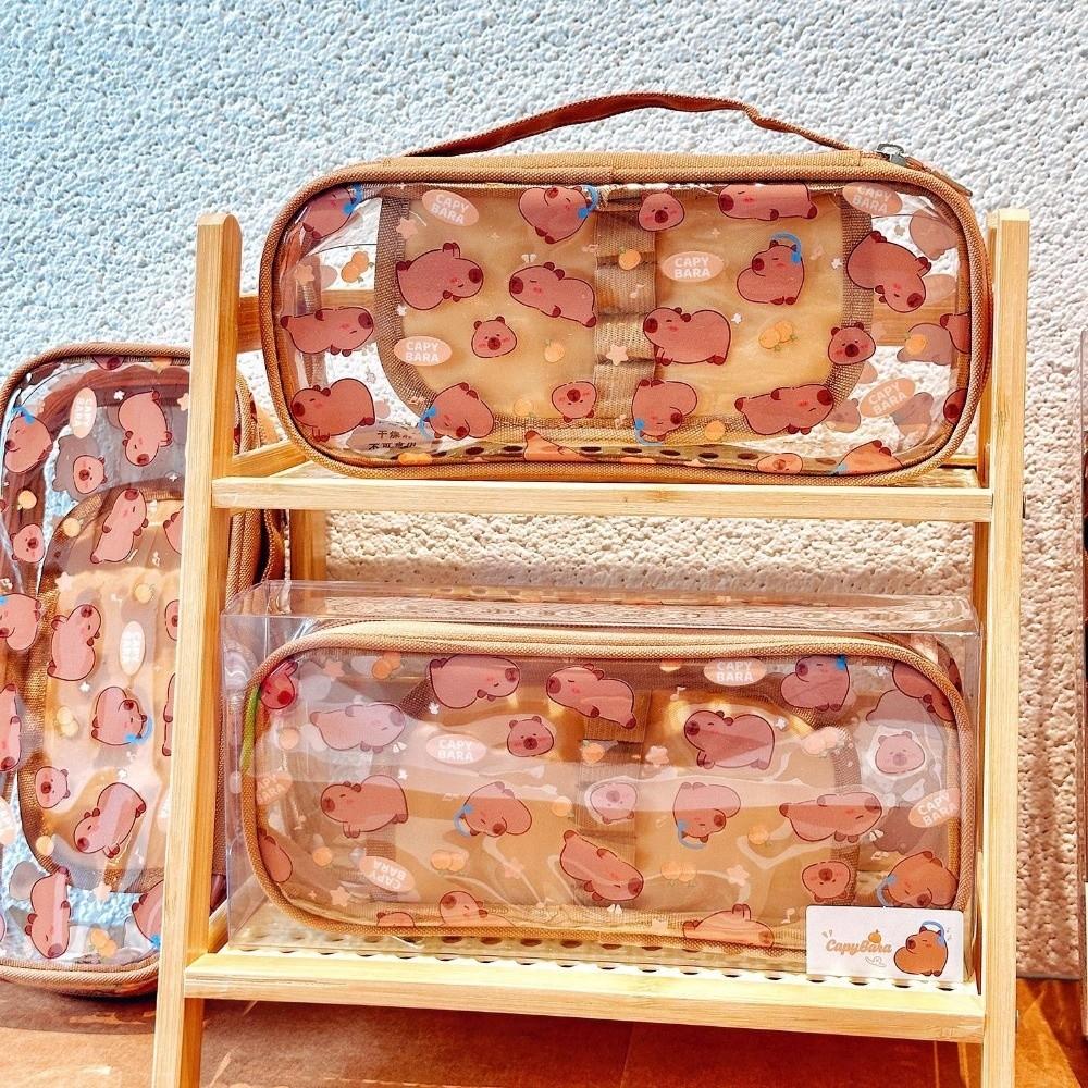 Large Capacity Capybara Pencil Case Visible Pen Box Fashion Pen Bag  School Supplies