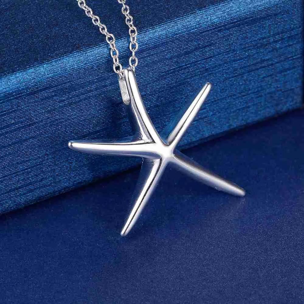 Trending products 925 Stamped Silver Pretty Starfish Pendant Necklace For Women high quality Fashion party wedding Jewelry gift