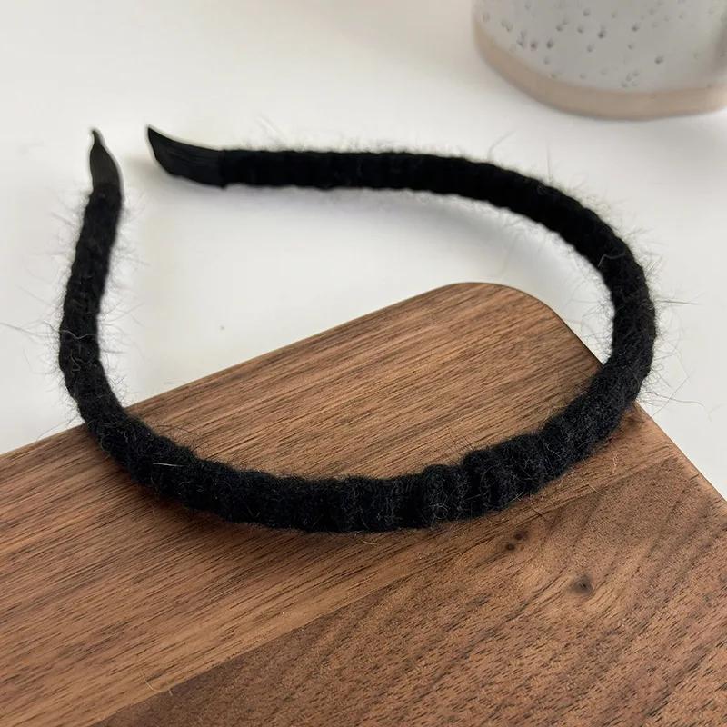 Retro Winter Wool Knitting Headbands Fashion Plush Elastic Thin Hair Bands For Woman Girls Simple Sweet Temperament Hair Hoop