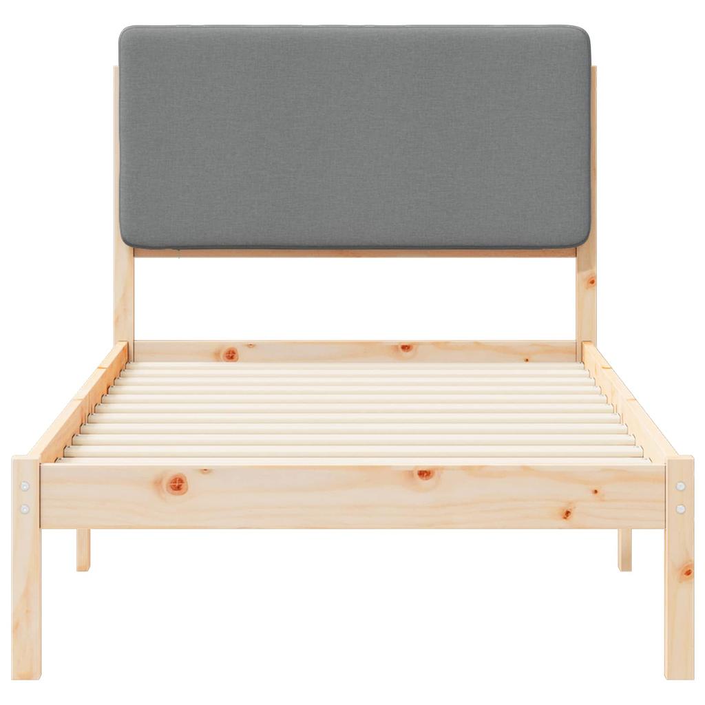 Bed Frame with Padded Headboard Light Grey 75 x 190 cm
