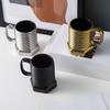 Spiral Hexagonal Coffee Mug 380ml Screw Design Heat Resistant Drinkware for Cappuccino Milk Tea Beer Home Cafe Restaurant Use