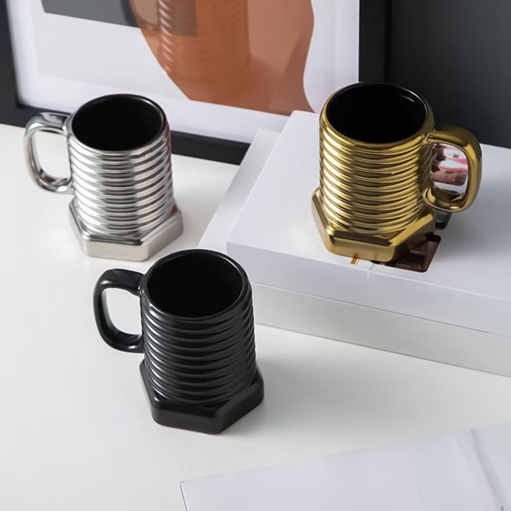 Spiral Hexagonal Coffee Mug 380ml Screw Design Heat Resistant Drinkware for Cappuccino Milk Tea Beer Home Cafe Restaurant Use