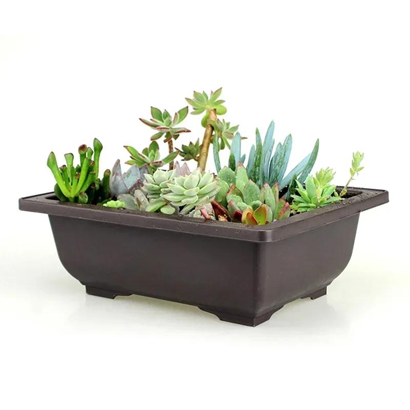 Flower Pot Plastic Balcony Square Pots Flower Bonsai Bowl Nursery Basin Plastic Planter Imitation Rectangle Plant Pots Decor