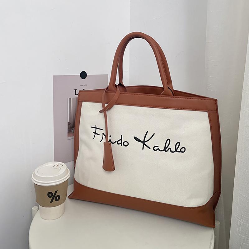 Velká kapacita Barva Kontrast Patchwork Plátěná taška Vysoce kvalitní ležérní Taška přes rameno Univerzální Dámská Jarní Nová kabelka