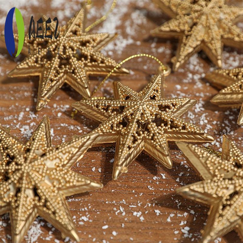 

AEE2-1Set Christmas Star Ornaments Flash Hanging Stars Retro Christmas Trees Decoration Plastic золотой