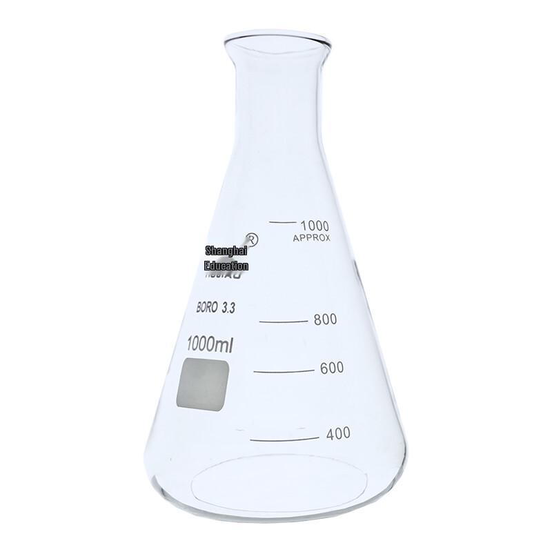 HUJIAO Borosilicate Glass Erlenmeyer Flask 1000mL (1 Liter)