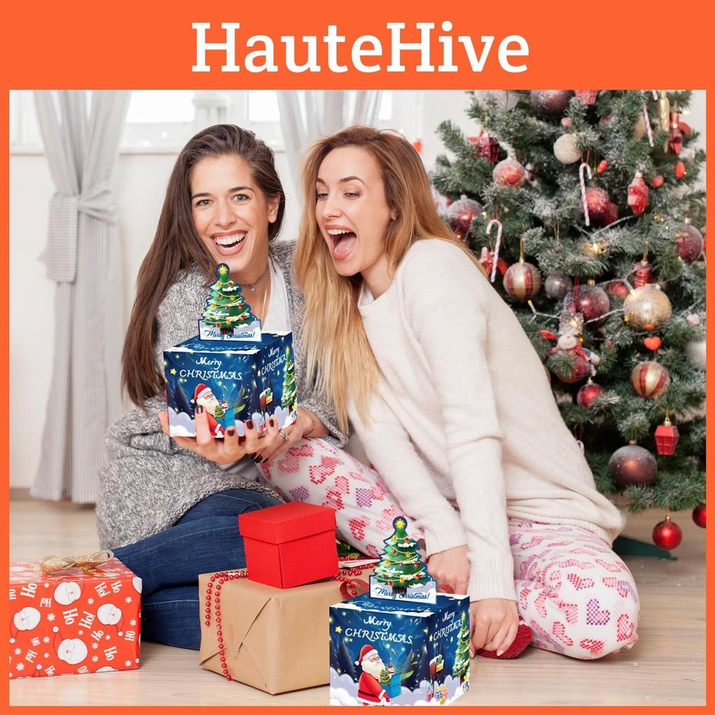 Santa Themed Christmas Claus Gift Pattern Paper Box Holiday Decoration Props