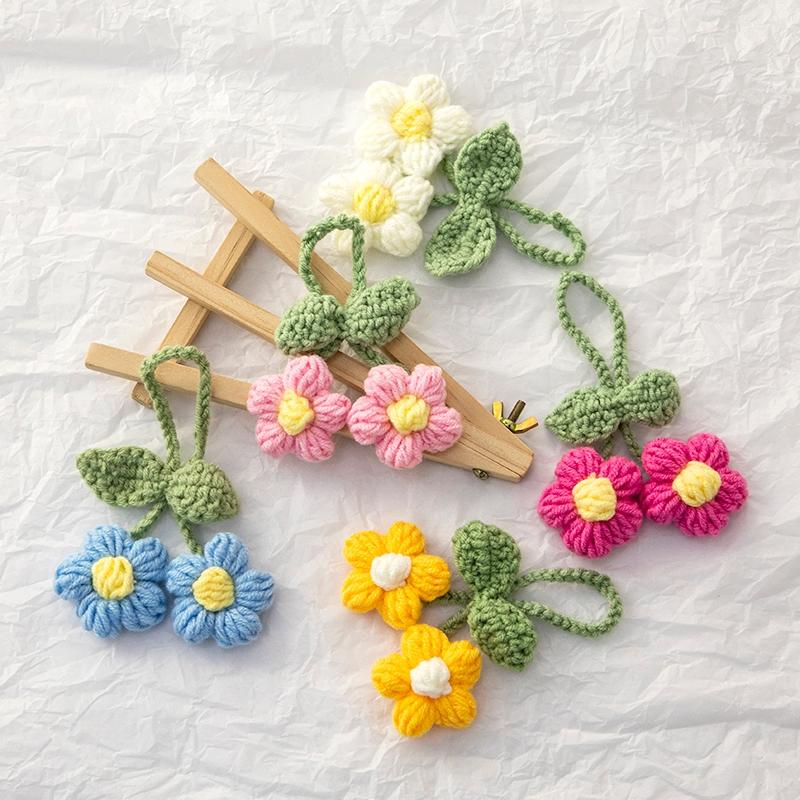 Lily of The Valley Crochet Flowers  Multiple Styles Keychain Artificial Flowers Hanging Decoration Car Pendant Knitted Flower