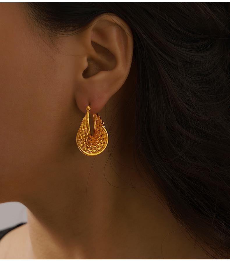 Irregular Multi-Layer Linear Earrings: Trendy Gold-Plated Titanium Steel Jewelry
