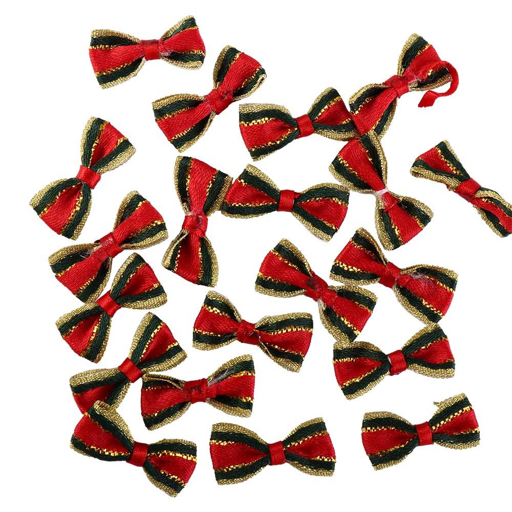 20/25Pcs DIY Christmas Tree Ornaments Crafts Xmas Hanging Decorations Christmas Bow Knot  Gift Decor
