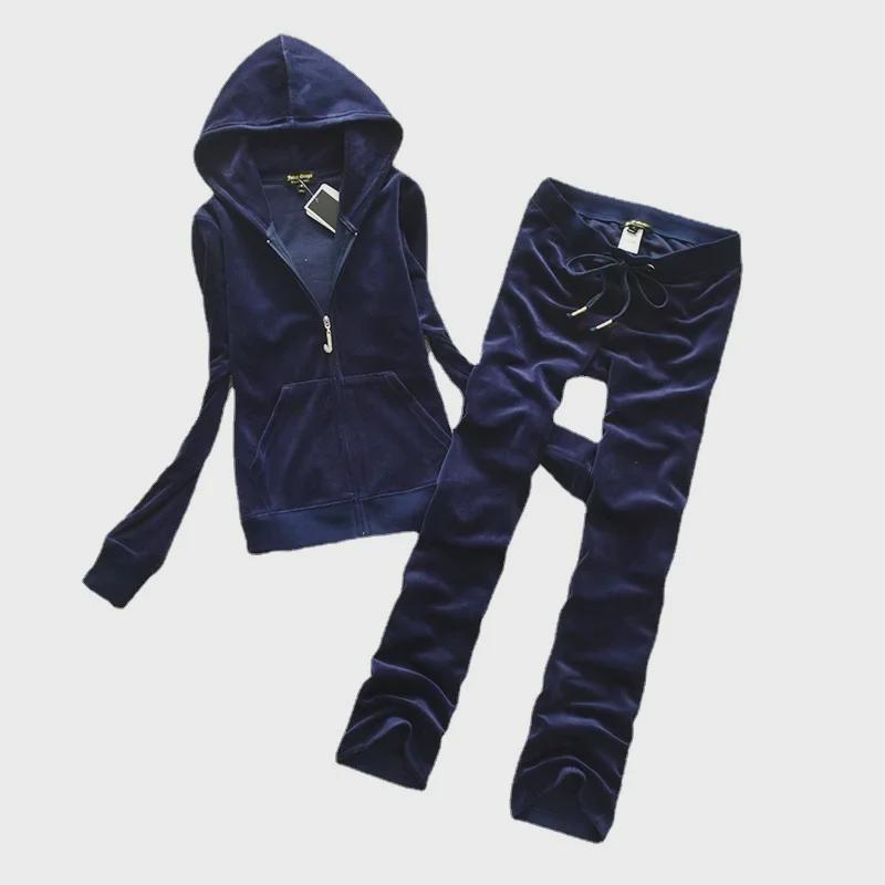 Women's Velvet Sports Leisure Suit with Rhinestone Zipper - Solid Color, Perfect for Spring and Autumn