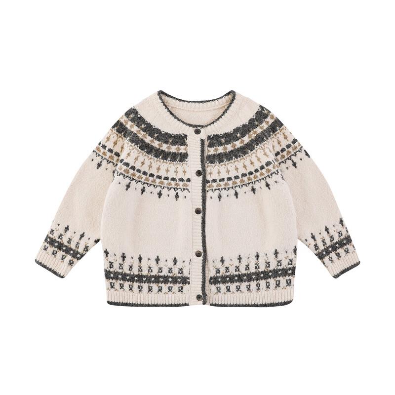 Youyou Boys Retro Fair Isle Wool Blend Sweater 90 cm