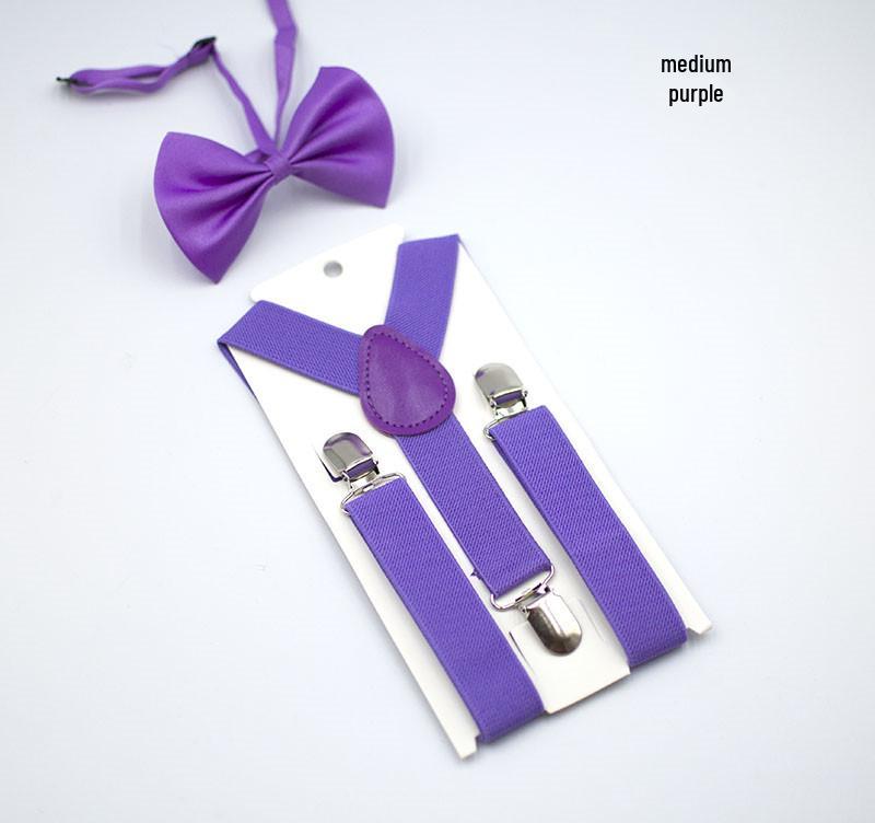 Unisex Kids' Y-Shape Suspenders & Bow Tie Set – 3-Clip Design for Boys & Girls