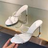 Crystal Pendant Tassel Women Slippers Sandals Elegant Stiletto High Heels Mules Slides Female Summer Party Prom Shoes