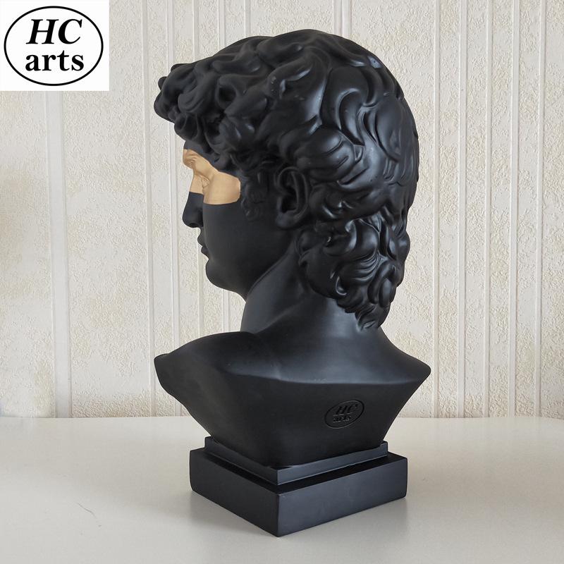 28cm Blindfolded David Resin Art Head, Plaster-Style European Desktop Sculpture Ornament