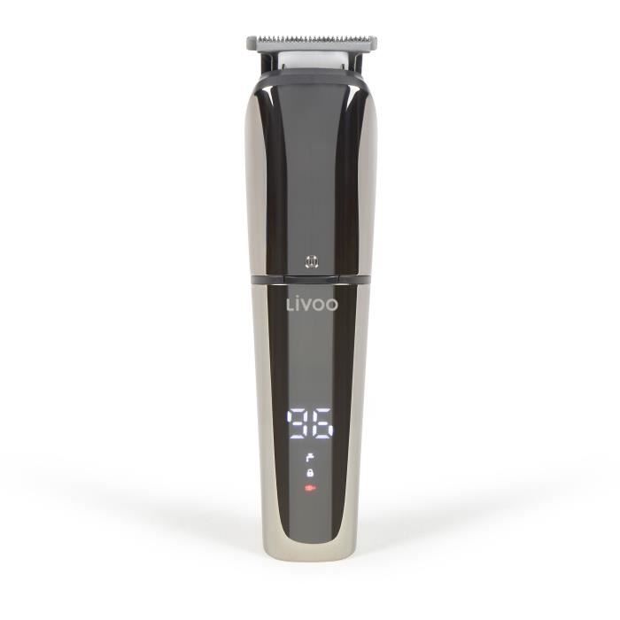Set Tondeuse Multifonction - LIVOO - DOS196 - 3,7 V - 90 Min - 6 Têtes - 5 Sabots - IPX6 - Noir / Argent
