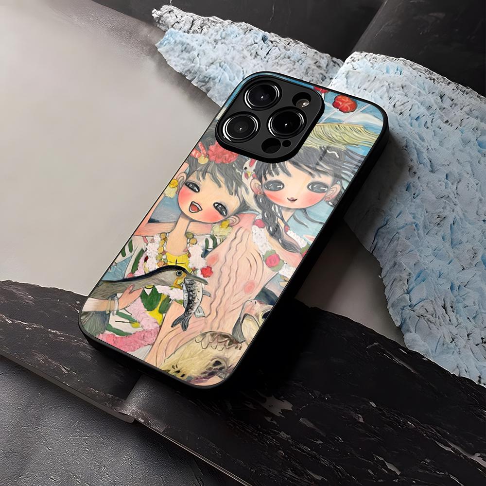 Aya Takano Paintings Phone Case Tempered Glass For IPhone 16 17 13 14 12 15 11 Pro Max Plus Mini X XR SE2020 Coque