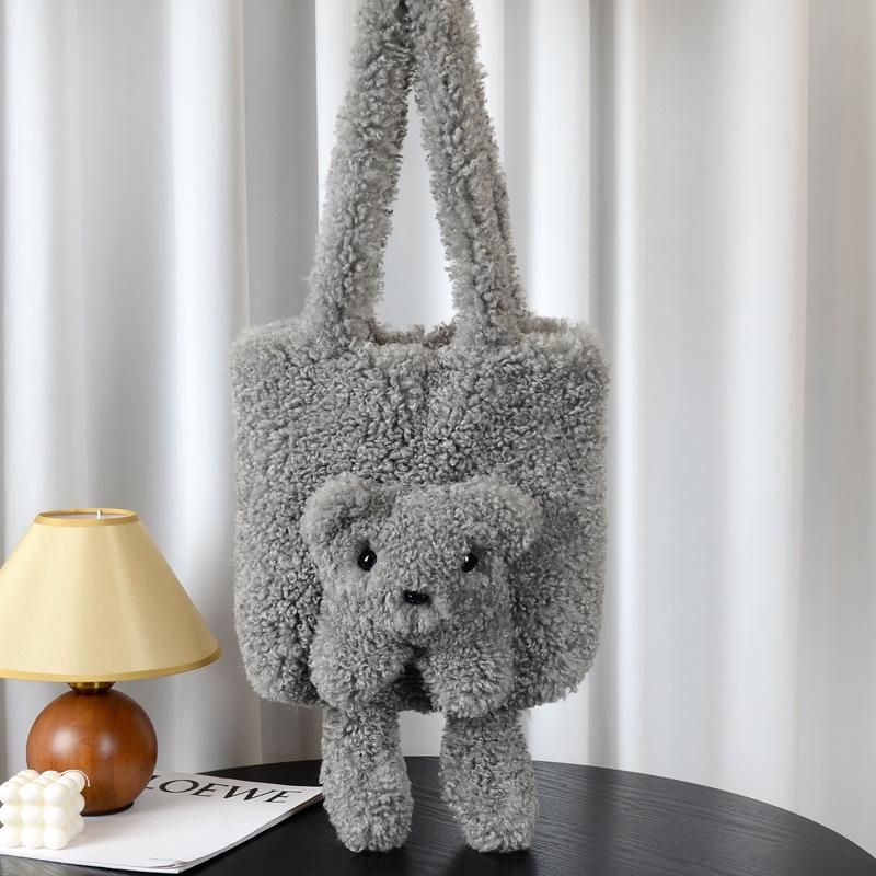 Imitation Lamb Wool Women's Tote Bag New Fashion Simple Shoulder Handbag Imitation Fur Cashmere Shoulder Bag