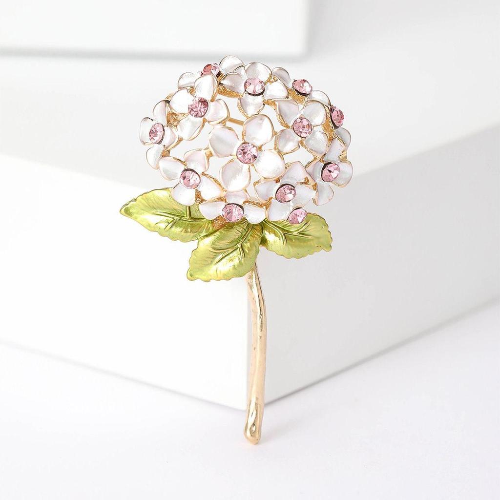 Korean Fashion Enamel Hydrangea Brooch - Versatile Jewelry Pin for Women